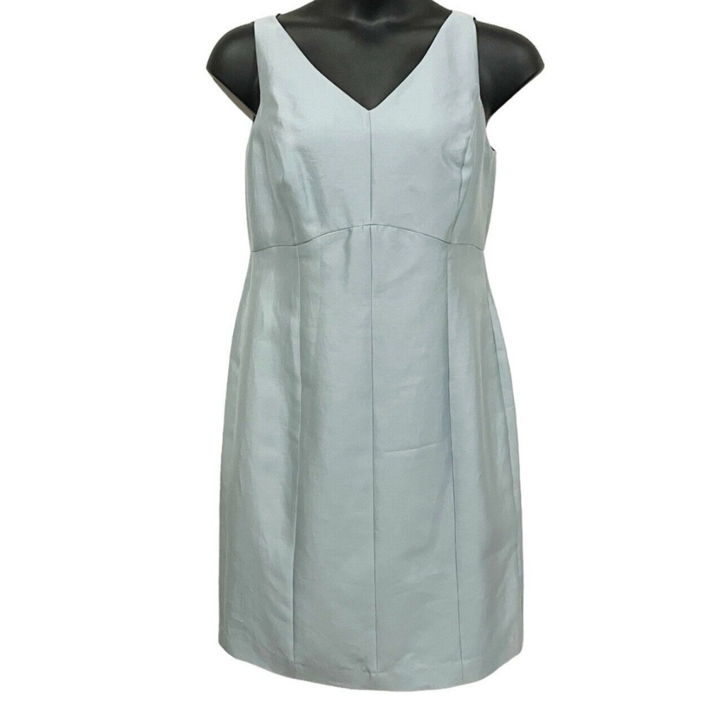 Talbots Petite Silk Blend Silver Sleeveless V-Neck Cocktail Evening Mini Dress